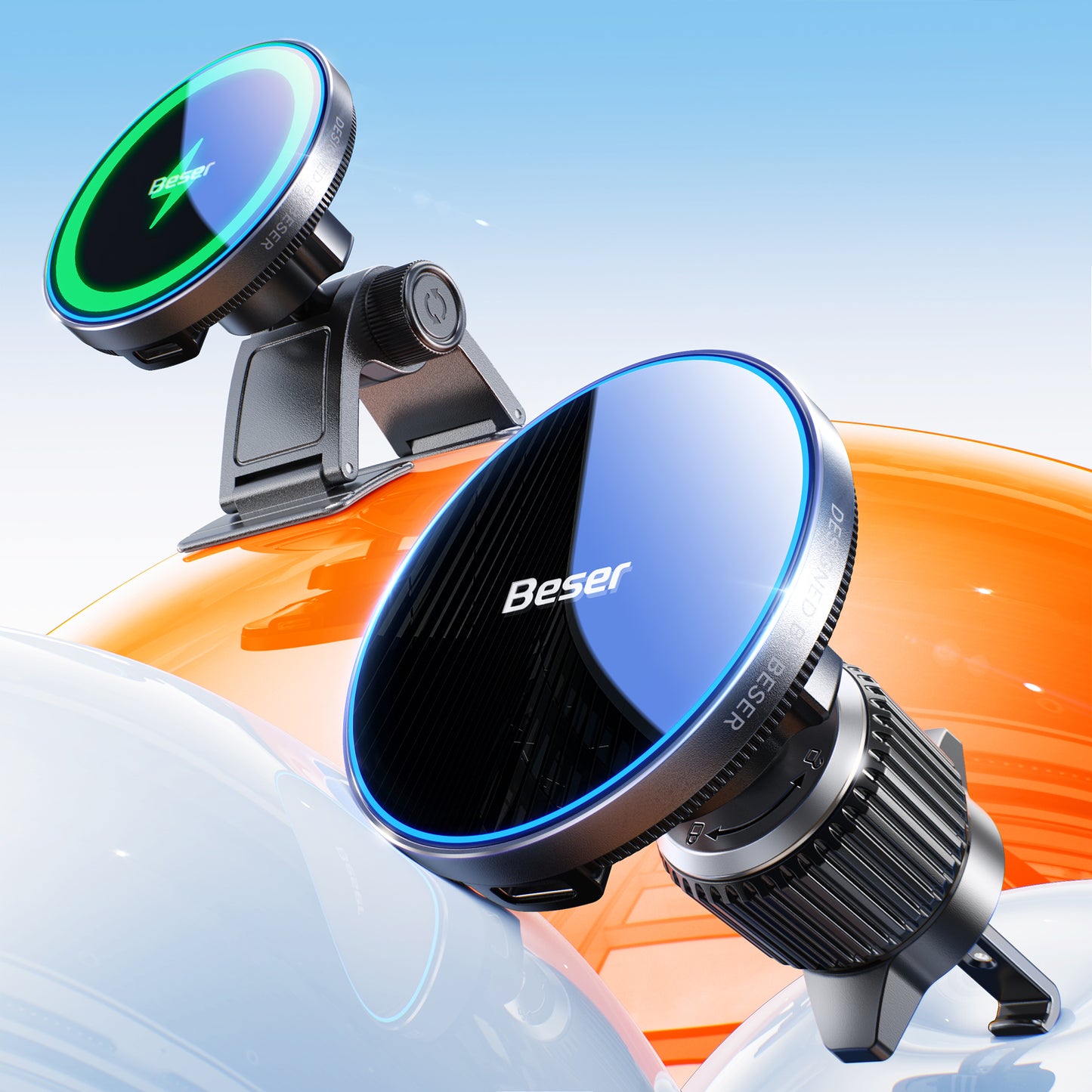 Beser 15W for MagSafe Car Mount Charger, (4.16 lbf) Strong Magnetic, Qi Wireless Charger for Car, Vent/Dashboard, Phone Holder for iPhone 16/15/14/13/12 Series, Mini, Aluminium, A33, Black